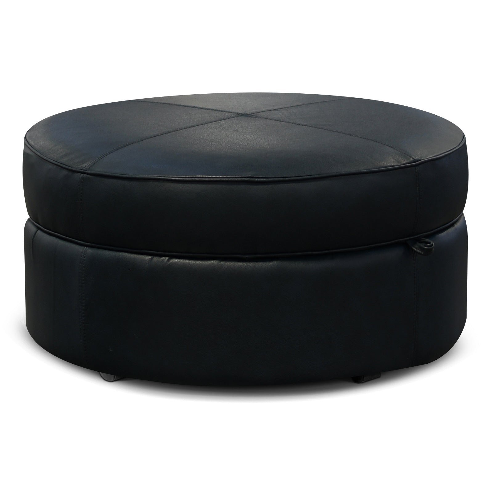 Monroe Round Leather Storage Ottoman