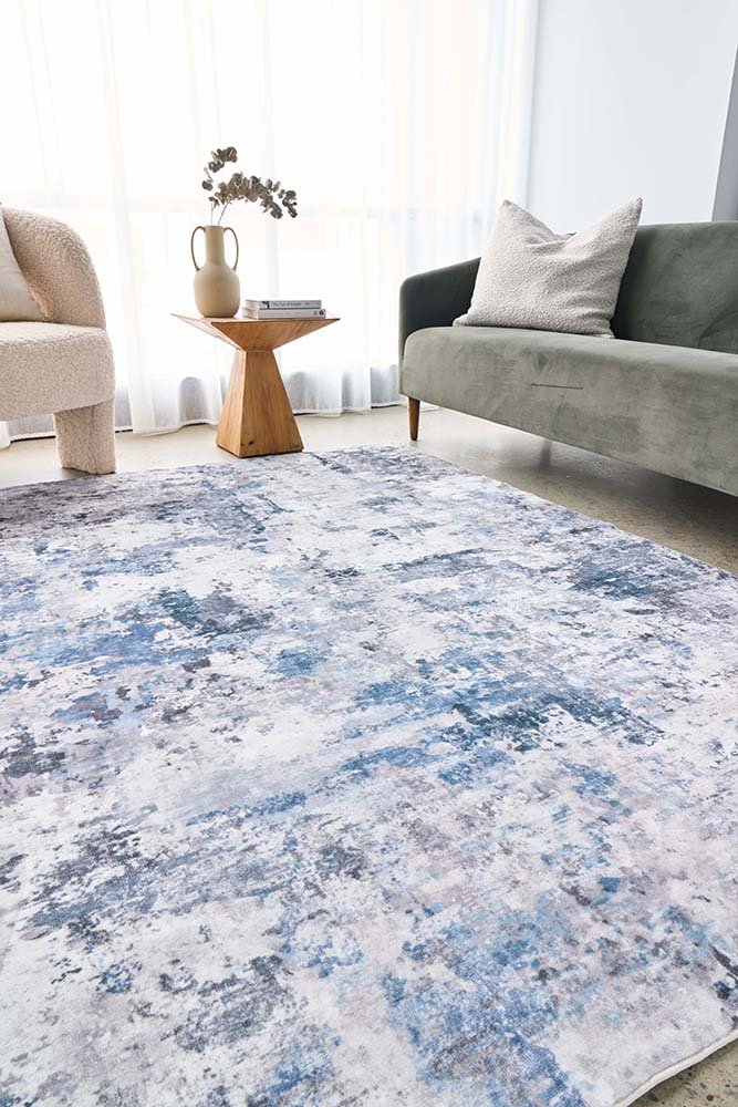 Sadie Blue Machine Washable Rectangle Rug - Image 2