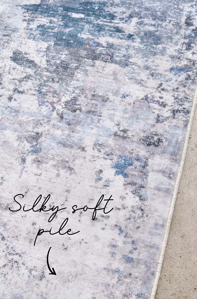 Sadie Blue Machine Washable Rectangle Rug - Image 6