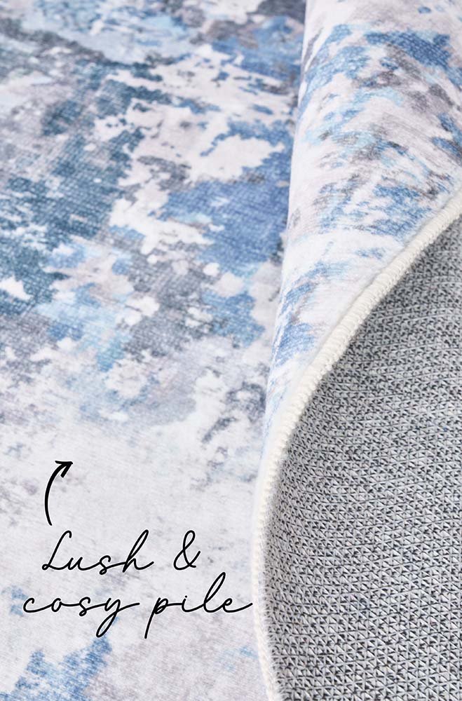 Sadie Blue Machine Washable Rectangle Rug - Image 4