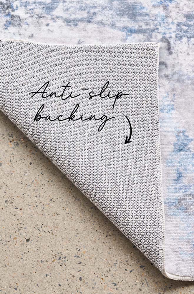 Sadie Blue Machine Washable Rectangle Rug - Image 3