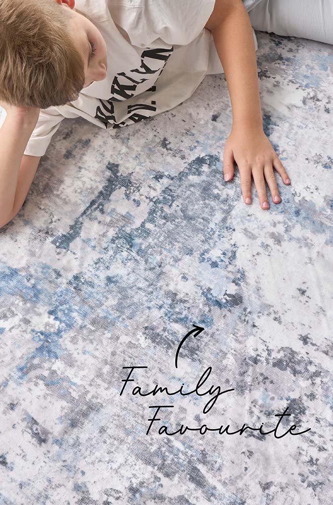 Sadie Blue Machine Washable Rectangle Rug - Image 8