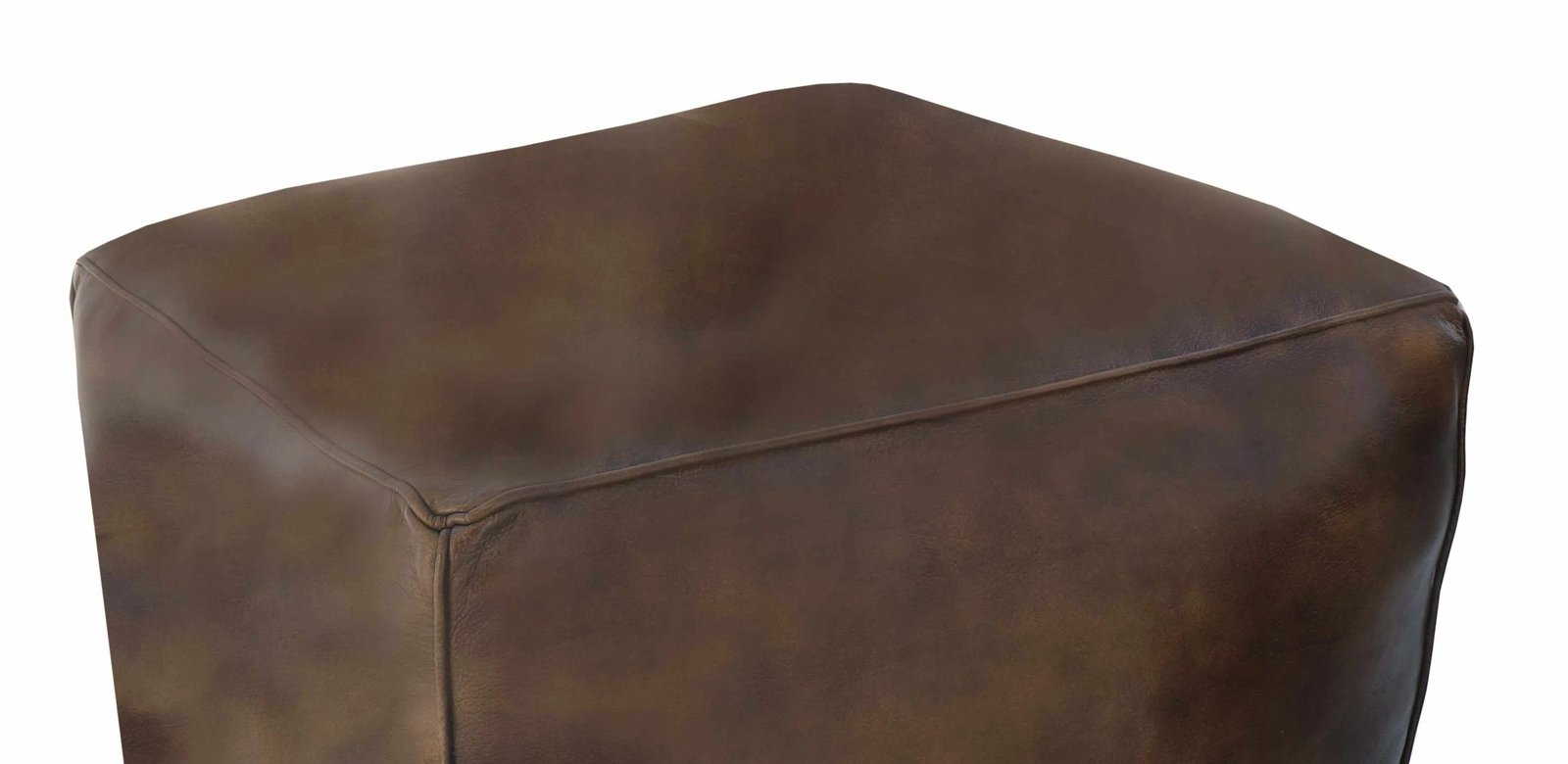 Sebastion Leather Pouffe - Dark Grey - Image 3