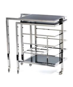 Silver Layered Bar cart with Clear Glass