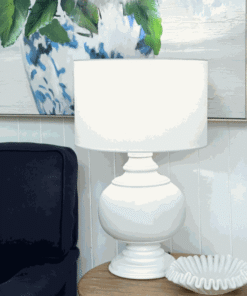Alternative view of Sedona Carved Timber Table Lamp- Painted White