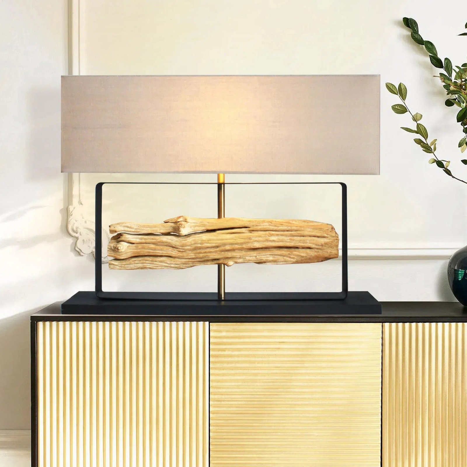 Wana Table Lamp with Rectangular Lamp Shade – Woometron – Furniture Store