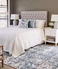 Alternative view of Yasmin Distressed Transitional White Blue Grey Rectangle Rug