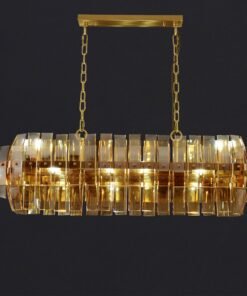 Rectangle Amber glass chandelier