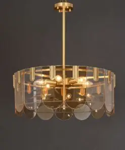 Amber Brass Glass Chandelier