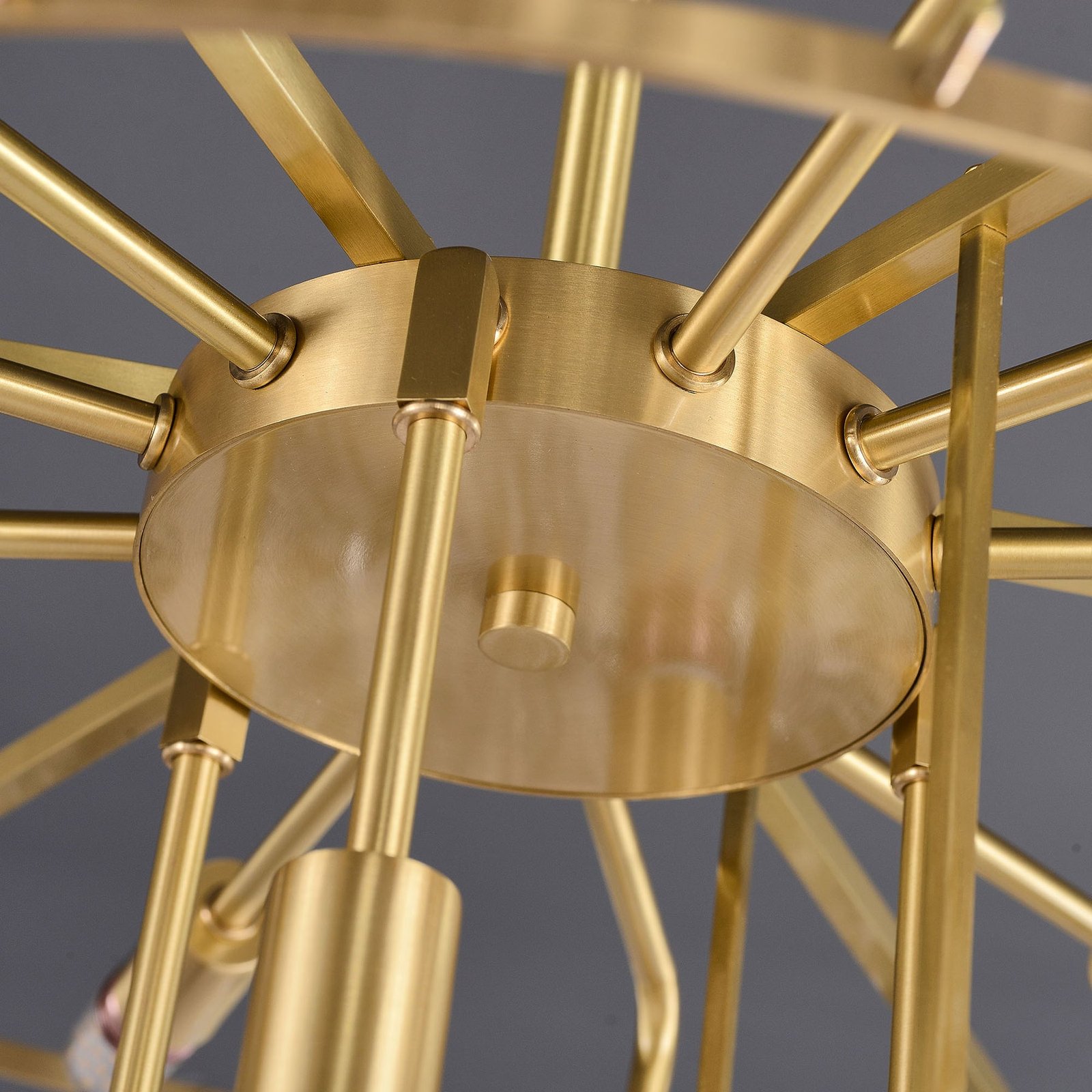 Clear Glass Rod Brass Chandelier - Image 7