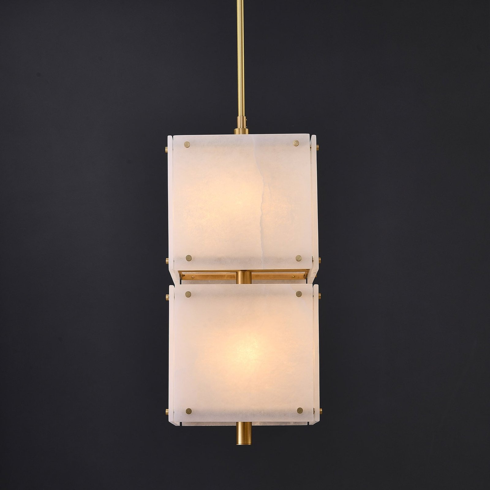 Square marble double head chandelier - Image 5