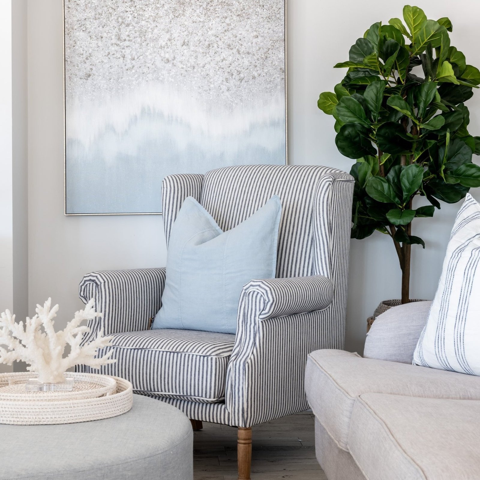 Henrietta Stripe Linen Armchair - Image 5