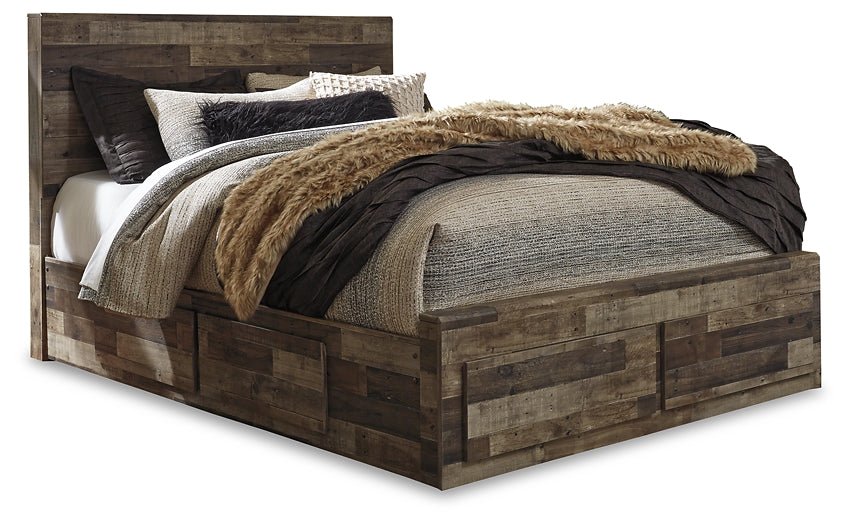 Derekson Queen Panel Bed with 6 Storage Drawers with Mirrored Dresser, Chest and Nightstand - Image 6