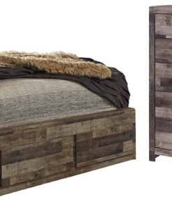 Alternative view of Derekson Queen Panel Bed with 6 Storage Drawers with Mirrored Dresser, Chest and Nightstand