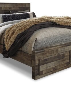 Alternative view of Derekson Queen Panel Bed with 2 Storage Drawers with Mirrored Dresser, Chest and Nightstand