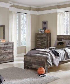 Alternative view of Derekson Twin Panel Bed with Mirrored Dresser, Chest and Nightstand