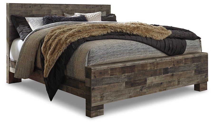 Derekson King Panel Bed with Mirrored Dresser, Chest and Nightstand - Image 3