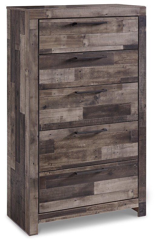 Derekson King Panel Bed with Mirrored Dresser, Chest and Nightstand - Image 5