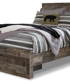 Alternative view of Derekson Full Panel Bed with 2 Storage Drawers with Mirrored Dresser