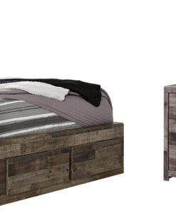 Derekson Full Panel Bed with 2 Storage Drawers with Mirrored Dresser