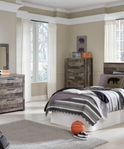 Alternative view of Derekson Twin Panel Headboard Bed with Mirrored Dresser, Chest and Nightstand