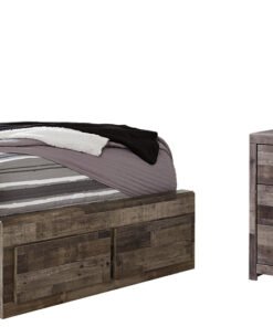 Derekson Full Panel Bed with 6 Storage Drawers with Mirrored Dresser