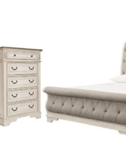 Realyn King Sleigh Bed with Mirrored Dresser, Chest and Nightstand
