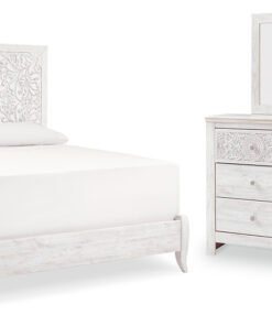 Paxberry King Panel Bed with Mirrored Dresser