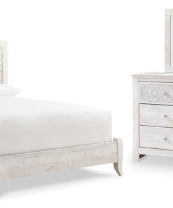 Paxberry Queen Panel Bed with Mirrored Dresser
