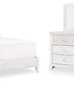 Paxberry King Panel Bed with Mirrored Dresser, Chest and Nightstand