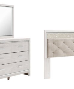 Altyra King Panel Headboard Bed with Mirrored Dresser