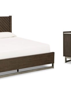 Arkenton California King Panel Bed with Mirrored Dresser