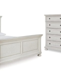 Robbinsdale Queen Panel Bed with Mirrored Dresser, Chest and Nightstand