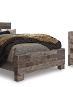 Derekson Queen Panel Bed with Mirrored Dresser and Nightstand