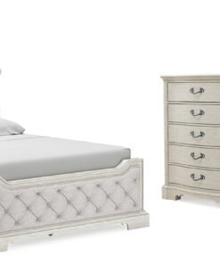 Arlendyne King Upholstered Bed with Mirrored Dresser, Chest and Nightstand
