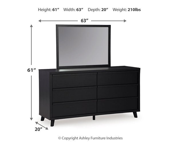 Danziar Queen Panel Headboard with Mirrored Dresser - Image 6