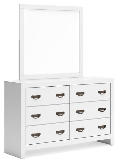 Binterglen Twin Panel Bed with Mirrored Dresser - Image 2