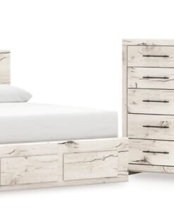 Lawroy Queen Panel Storage Bed with Mirrored Dresser, Chest and Nightstand