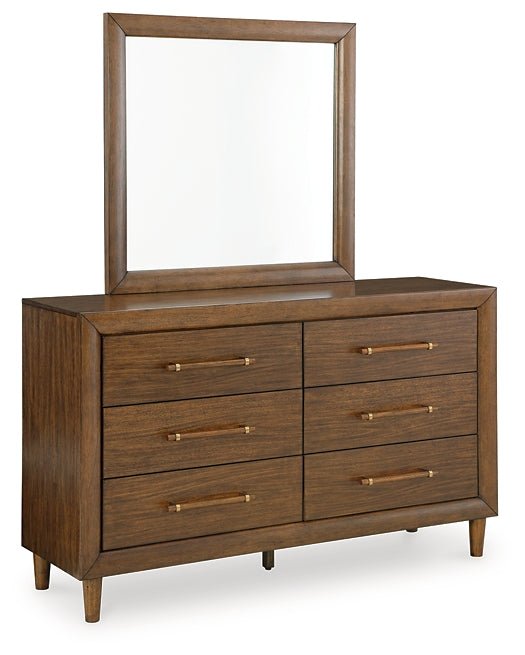 Lyncott California King Upholstered Bed with Mirrored Dresser and Nightstand - Image 2