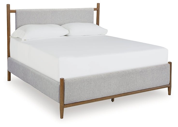 Lyncott California King Upholstered Bed with Mirrored Dresser and Nightstand - Image 5