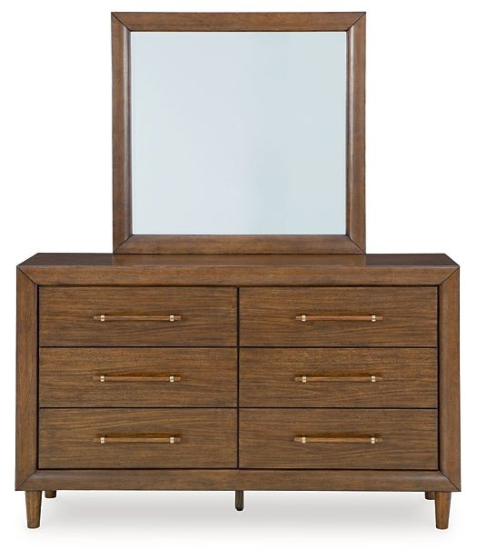 Lyncott California King Upholstered Bed with Mirrored Dresser and Nightstand - Image 4