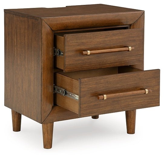 Lyncott California King Upholstered Bed with Mirrored Dresser and Nightstand - Image 9