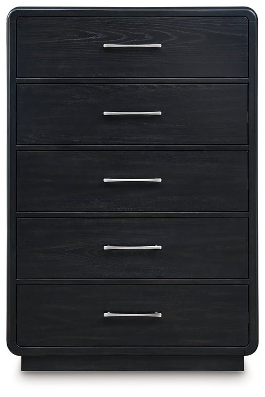 Rowanbeck California King Upholstered Panel Bed with Mirrored Dresser, Chest and Nightstand - Image 5