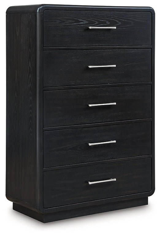 Rowanbeck California King Upholstered Panel Bed with Mirrored Dresser, Chest and Nightstand - Image 6