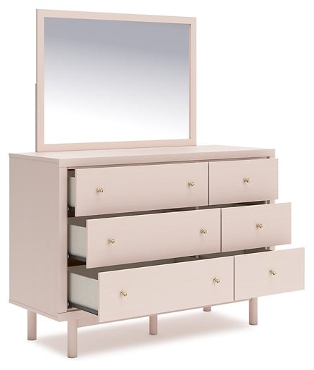 Wistenpine Full Upholstered Panel Bed with Mirrored Dresser and Nightstand - Image 5