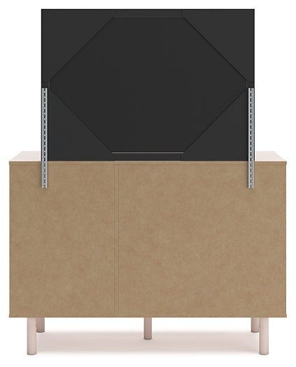 Wistenpine Full Upholstered Panel Bed with Mirrored Dresser and Nightstand - Image 7