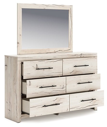 Lawroy Queen Panel Bed with Mirrored Dresser - Image 4