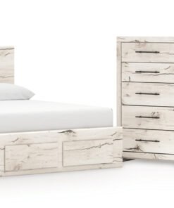 Lawroy Queen Panel Storage Bed with Mirrored Dresser, Chest and Nightstand