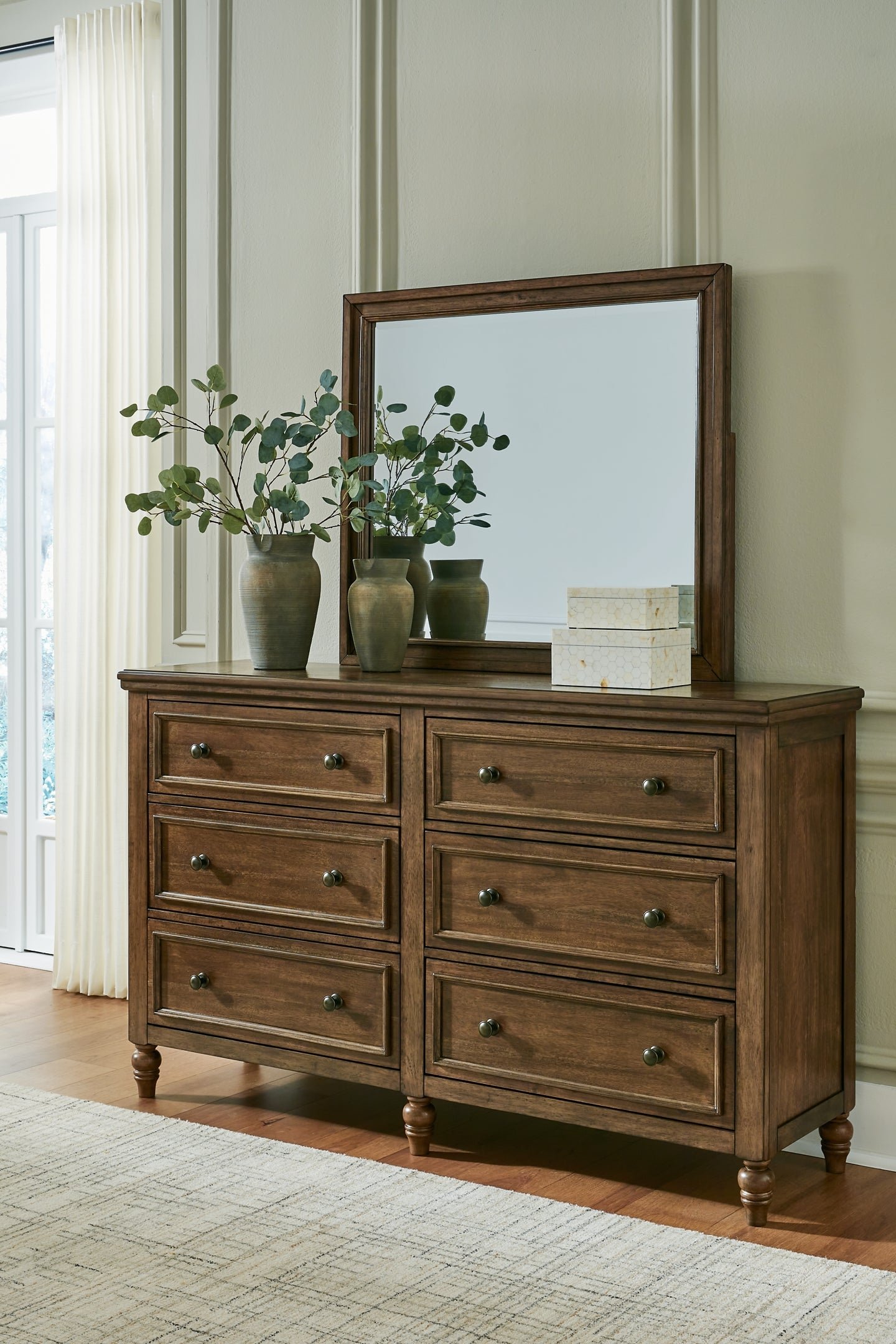 Sturlayne King Upholstered Panel Bed with Mirrored Dresser and Nightstand - Image 10