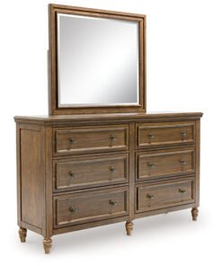 Alternative view of Sturlayne California King Upholstered Panel Bed with Mirrored Dresser and Nightstand